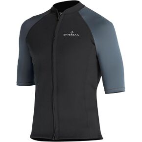 Wetsuit Top Men Short Sleeve Front Zip Wetsuit Jacket 1.5mm Neoprene Swimsuit for Swimming Diving Surfing