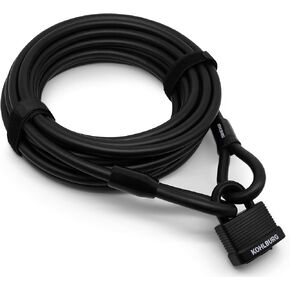 Cable Lock 33ft / 10m Long - Steel Cable 400" for Bicycle with Hook and Loop Fasteners - Steel Cable 1000 cm metres for Patio Furniture & Equipment - with Easy Locking-Mechanism