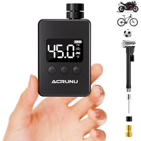 Electric Bike Pump Portable - 130 PSI Mini Electric Inflator with Digital Pressure Gauge for Bicycle, Motorcycle, and Ball - Bicycle Tire Pump for Presta and Schrader Valve - 60S Fast Inflation