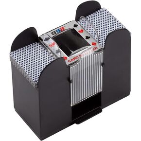 GSE 4-Deck Automatic Card Shuffler, AC/DC-Power & Battery-Operated Electric Shuffler Machines for Playing Cards, Blackjack, Texas Hold'em, Canasta, Bridge, Rummy, UNO, Trade Card Games