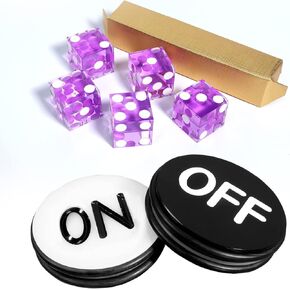 Instant Casino Craps Game Set. Including 5 of 19mm Precision Casino Dice with Matching Serial Numbers, 3-Inch Craps On/Off Dealer Puck Button