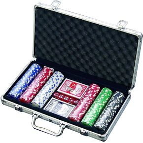 مجموعة لعبة البوكر 300 شريحة نرد من بو تويز في علبة من الألومنيوم (رقائق 11.5 جرام)، مجموعتان من البطاقات، 5 نرد in Kuwait