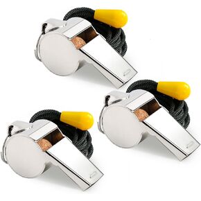 Whistle 3 Pack Metal Coach Referee Sports Whistles with Lanyard Coach Whistles for Adults Loud Crisp Sound Whistle for Coaches Referees Teachers Officials Adults and Kids