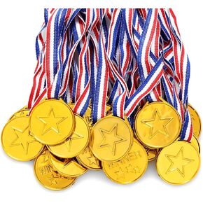 Yolev 30 Pieces Gold Plastic Winner Award Medals, Winner Awards for Sports, Games Competition, Talent Show, Spelling Bee, Gymnastic Party Favors, and Decorations