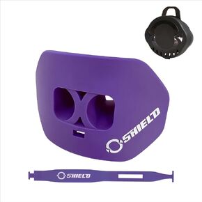 Mouth Guard for Football with Dual-Layer Protection, Built-in Air Channels, Extended Lip Shield, Soft Material, Adult and Youth Sizes with Strap/Case, Purple