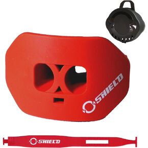 Mouth Guard for Football with Dual-Layer Protection, Built-in Air Channels, Extended Lip Shield, Soft Material, Adult and Youth Sizes with Strap/Case, Red
