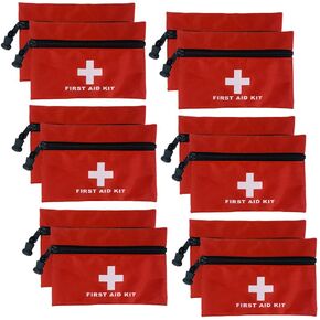 12 Pack 6.3 x 4.3inch Small First Aid Kit Bag Empty, First Aid Bag Pouch Bag for Home Office Car Businesses Camping(Empty Bag)
