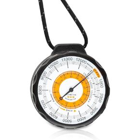 Sun Company Ascent Altimeter - Battery-Free Altimeter and Barometer | Weather-Trend Indicator with Rugged Aluminum Case and Reflective Lanyard | Reads Altitude from 0 to 15,000 Feet