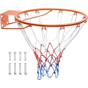 VEVOR Basketball Rim, Wall Door Mounted Basketball Hoop, Heavy Duty Q235 Basketball Flex Rim Goal Replacement with Net, Standard 18" Indoor and Outdoor Hanging Basketball Hoop