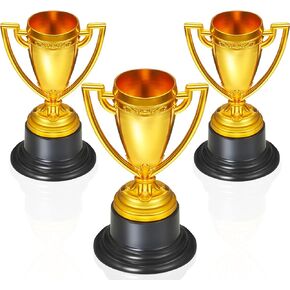 3 Pcs Mini Trophies, Gold Small Trophy Cups, Plastic Award Trophy Winner Trophies for Kids Sports, Rewards, Winning Prizes, Competitions Ceremony Halloween Party Favors