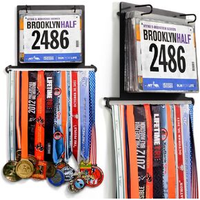 Gone For a Run BibFOLIO Plus Race Bib and Medal Display | Wall Mounted Hanger – Displays up to 24 Medals and 100 Race Bibs