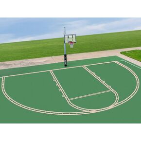 Basketball Court Marking Kit Basketball Court Stencil Kit for Concrete Driveway Backyard Asphalt with Quick DIY Design Plump Bob Spray Guard and Masking Tape High School Regulation Size 39.6' x 21'