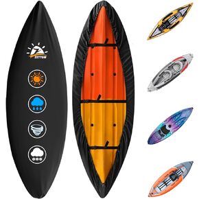 Kayak Cover 11 FT - 600D Kayak Canoe Cover for Outdoor Storage Heavy Duty & Waterproof, Fade-Resistant Kayak Accessory for Canoe, Paddle Board, SUP, and Kayak Boat (Fit 10ft - 11ft Kayak)