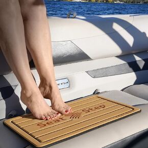 Seat Step Marine Mat-Protect Boat Cushions, Prevent Upholstery Damage, Tears & Dirt from Stepping on Seats (Gray/Black)