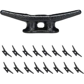 4" Dock Cleat | Weatherproof Electrophoretic Coated Cast Iron 4 Inch Black Boat Cleat Tie Downs for Marine Pier or Decorative Nautical Maritime Décor | 4, 8, or 16 Pack