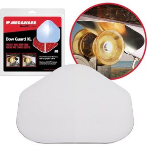 Megaware - XL ScuffBuster Bow Guard for Boats - Protects from Scuffs and Scratches - Stainless Steel Shield with 3M Adhesive - Mirror Polished Finish (9 x 8.75 in)