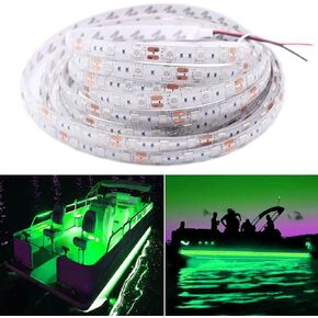 Pontoon Boat Light, Marine Led Light Strip for Duck Jon Bass Boat Sailboat Kayak Flex Lighting for Boat Deck Light Accent Light Courtesy Interior Lights Fishing Night, Green, 12v