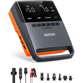 AstroAI Paddle Board Pump，20 PSI High-Pressure SUP Electric air Pump, DC Metal Structure Dual-Stage Inflation&Paddle Board Accessories，7.5 inches LED Screen Air Pump, Deflation for SUP,Orange