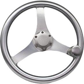 MARINE CITY Marine Grade Stainless Steel Sports Steering Wheel with Stainless Steel Knob 13-1/2 Inches for Marines – Boats – Ships – Yachts – Kayaks (Pack of 1)