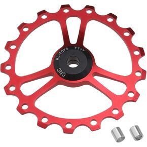 17T Bike Ceramic Jockey Wheel 7-12 Speed Rear Derailleur Pulley Aluminum Alloy Bearing Jockeys Rear Derailleur Guide Roller Part for Mountain Road Bicycle