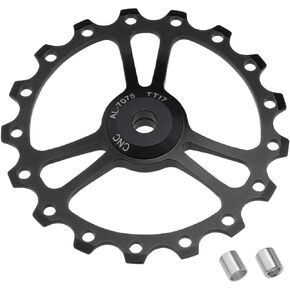 17T Bike Ceramic Jockey Wheel 7-12 Speed Rear Derailleur Pulley Aluminum Alloy Bearing Jockeys Rear Derailleur Guide Roller Part for Mountain Road Bicycle
