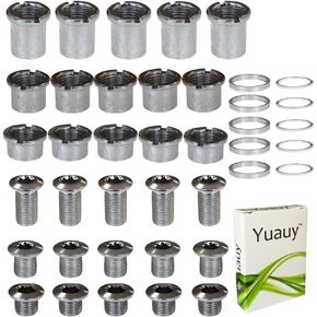 5 pcs for Each Single/Double/Triple Chainring Bolts Screws Disc Crankset Nuts Chainwheel + 10 pcs Washers Fit for Road Bike Mountain Bike MTB (25 pcs)