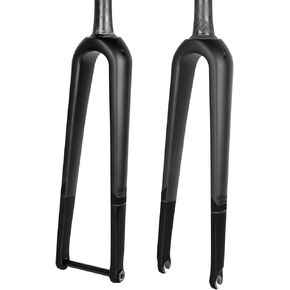 BUCKLOS Gravel 700C Carbon Fiber Road Bike Rigid Fork, QR 9mm/100 * 12mm Thru Axle, 1-1/8 Threadless Tapered Tube Super Light Bicycle Front Forks