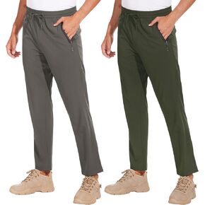 Hiking Pants Men 2 Pack, Lightweight Mens Workout Pants Stretch Running Travel Pants for Men Quick Dry Sweatpants