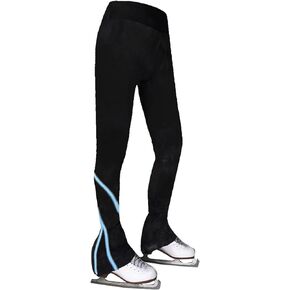 LIUHUO Ice Skating Pants Girls Women's Figure Skating Trousers Black Spin Fleece Breathable Skating Leggings Children