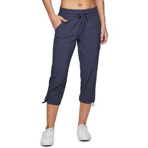RBX Active Women's Fashion Lightweight Woven Drawstring Cargo Capri Pant with Pockets