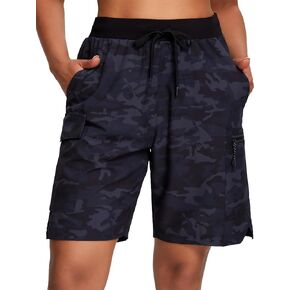 Oalka Women's Hiking Shorts Lightweight Zipper Pockets Cargo Quick Dry Summer Shorts