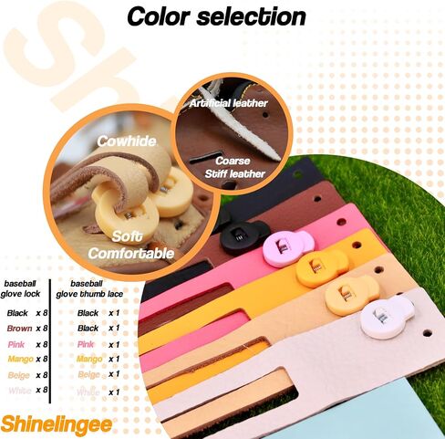 Baseball Glove Locks 8 Pack, Lace Locks for Baseball Glove, Glove Lace Locks, Never Need Thying Knots Again, Real Cowhide Baseball Replacement Leather Thumb, Fits All Baseball and Softball Gloves in Saudi Arabia