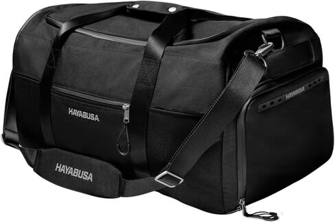 حقيبة رياضية Hayabusa Airstream رياضية للنساء والرجال - سوداء، حقيبة واق من المطر سعة 50 لتر - 7 جيوب بسحاب، جيدة للسفر، الملاكمة، الفنون القتالية المختلطة، BJJ، الكيك بوكسينغ، الملاكمة التايلاندية، المصارعة، القفازات/مقصورة الأحذية in Saudi Arabia