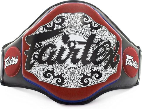 Fairtex جلد الملاكمة Muay Thai MMA تدريب Kick Shield Rib Guard واقي الجسم وسادة البطن (BPV3، أسود/أحمر) in Kuwait