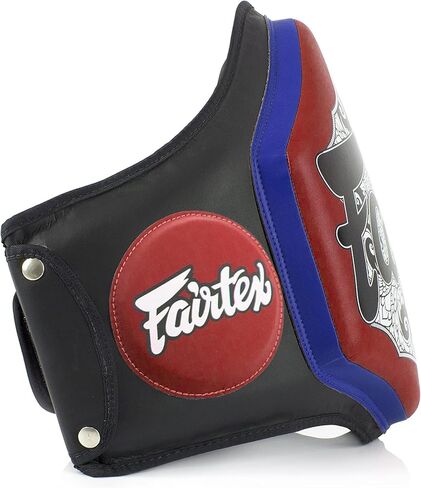 Fairtex جلد الملاكمة Muay Thai MMA تدريب Kick Shield Rib Guard واقي الجسم وسادة البطن (BPV3، أسود/أحمر) in Kuwait