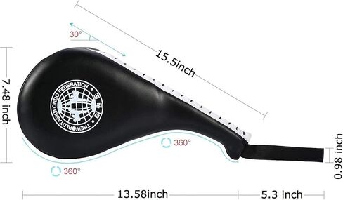 وسادات ركل التايكوندو، مجاديف تدريب أهداف الركل TKD المتينة، وسادات ضربة مزدوجة لتدريب الكيك بوكسينغ والكاراتيه (النمط 2، أسود + أحمر، قطعتان) in Kuwait