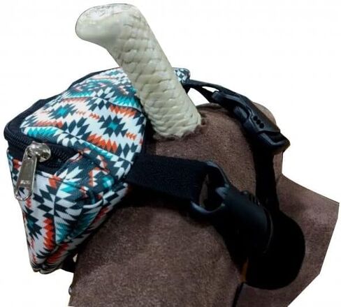 Showman Teal & Orange Aztec Print Insulated Nylon Saddle Pouch in Saudi Arabia