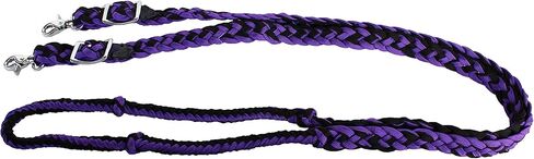 CHALLENGER Roping Knotted Horse Tack Western Barrel Reins Nylon Braided Purple Black 60707 in Saudi Arabia