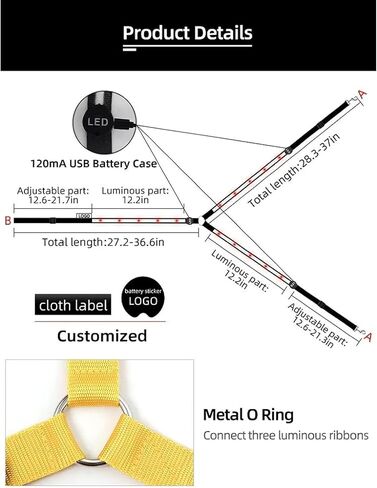 2024 ترقية طوق صدر الحصان مع الضوء، 8 ألوان في 1 عمود حصان مضيء، قابل لإعادة الشحن لمدة ساعة واحدة لمدة 8 ساعات، حزام حصان LED للشحن عبر USB in Kuwait