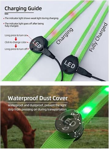 2024 ترقية طوق صدر الحصان مع الضوء، 8 ألوان في 1 عمود حصان مضيء، قابل لإعادة الشحن لمدة ساعة واحدة لمدة 8 ساعات، حزام حصان LED للشحن عبر USB in Kuwait