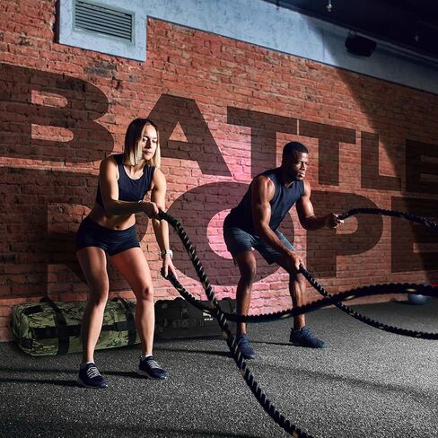 Yes4All حبال معركة مقاس 1.5/2 بوصة مع أكمام واقية إضافية، وحبال تمرين للتدريب المتقاطع في صالة الألعاب الرياضية المنزلية وتمارين اللياقة البدنية، وتدريبات القوة - تتوفر أطوال 30,40,50 قدم in Kuwait