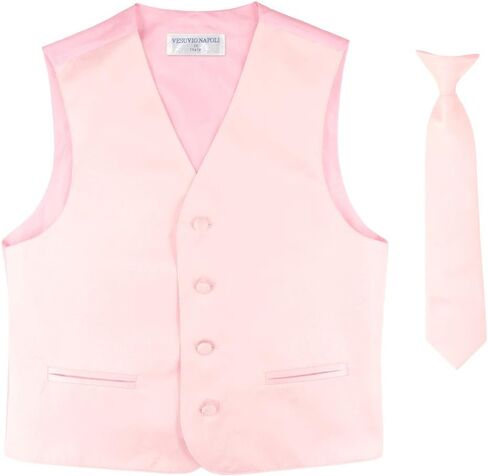BOY'S Dress Vest & NeckTie Solid PINK Color Neck Tie Set in Saudi Arabia