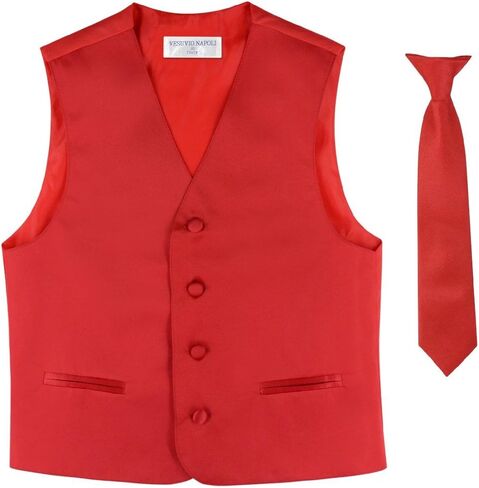 BOY'S Dress Vest & NeckTie Solid PINK Color Neck Tie Set in Saudi Arabia