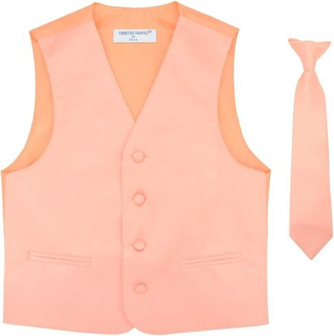 BOY'S Dress Vest & NeckTie Solid PINK Color Neck Tie Set in Saudi Arabia