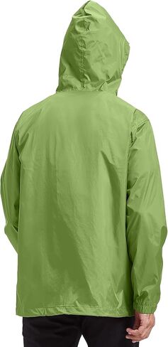 سترة المطر الرجالية V VALANCH مقاومة للماء وخفيفة الوزن مع غطاء رأس معطف واق من المطر للاستخدام في الهواء الطلق للمشي لمسافات طويلة والجري والسفر in Kuwait