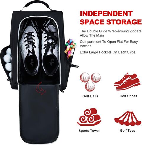 حقيبة أحذية الجولف EALER GSB100، حقائب حمل الأحذية بسحاب مع تهوية وجيب خارجي مزدوج لكرات الجولف والجوارب والقمصان والأشياء الثمينة وغيرها من الملحقات in Kuwait