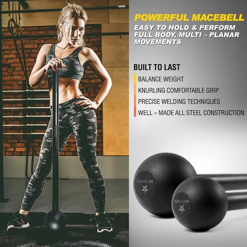 Yes4All Steel Mace Bell for Strength Training - Support Full Body, Muscles, Shoulder, Grips & Forearms Workouts to Rehabilitation, Stretching 5, 7, 10, 15, 20, 25, 30lb For Woman & Man in Saudi Arabia