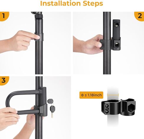 Circooter Bike U Lock with Cable Combination for Adult Electric Scooter, Heavy Duty Anti-Thief Bicycle D Lock Shackle Security Cable with 3Keys & Mounting Bracket Bicycle Secure Locks in Kuwait