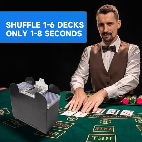 GSE 4-Deck Automatic Card Shuffler، AC/DC-Power وآلات خلط كهربائية تعمل بالبطارية للعب الورق، لعبة ورق، تكساس هولدم، كاناستا، بريدج، رومي، UNO، ألعاب بطاقات التجارة in Saudi Arabia