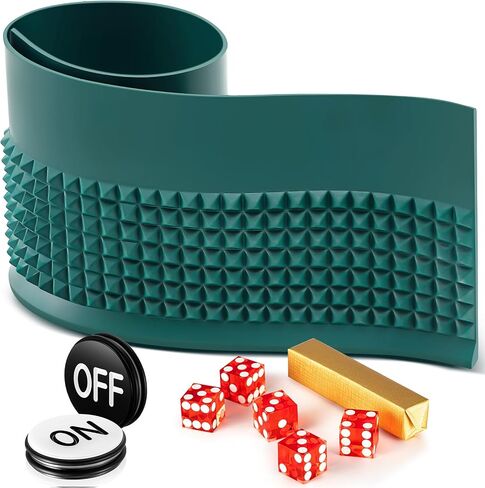 Leyndo Craps Tabletop Game Set, Includes 48"x11" Rubber Craps Diamond Pyramid Bumper, Casino Grade AAA 19mm Dice, 3 Inch On/Off Buttons for Casino Poker Nights(Black) in Saudi Arabia